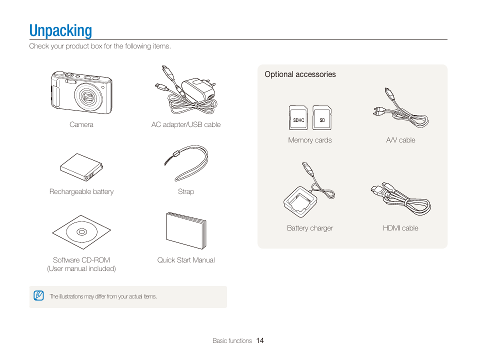 Unpacking | Samsung WB2000 User Manual | Page 15 / 133