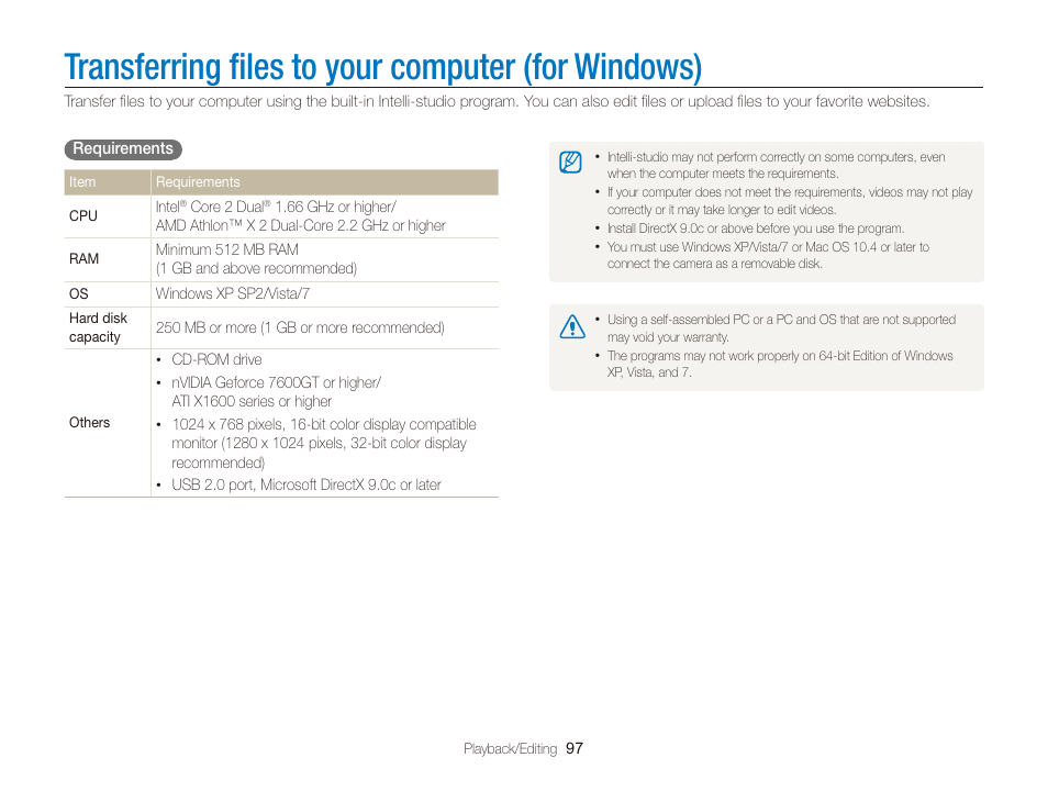 Transferring files to your computer (for windows), Transferring ﬁles to your computer (for windows), Transferring ﬁles to your computer | For windows) | Samsung WB2000 User Manual | Page 98 / 133