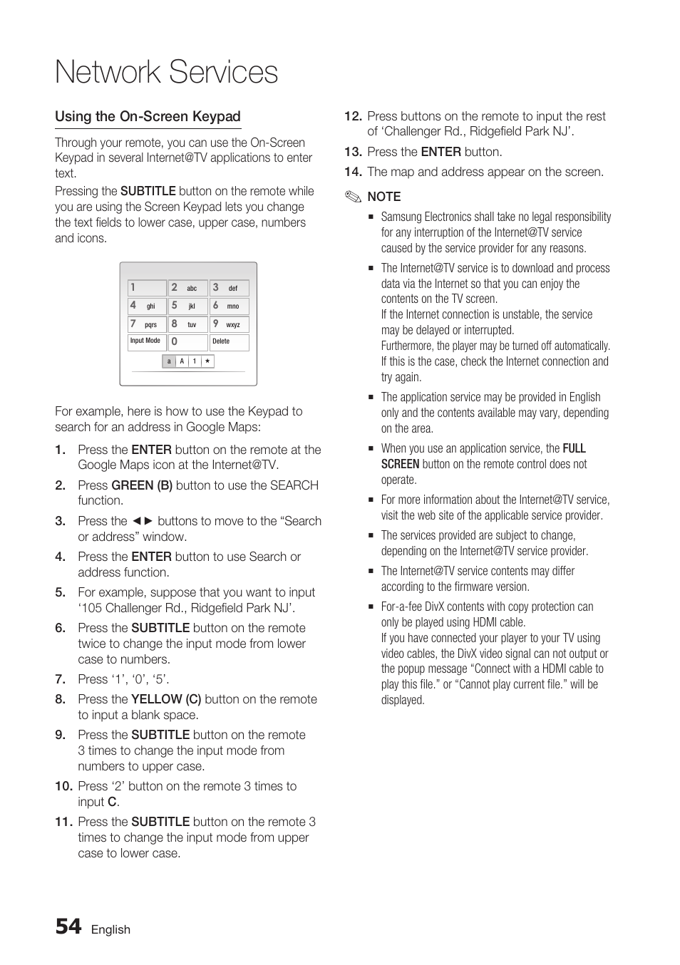 Network services | Samsung BD-C7500 User Manual | Page 54 / 69