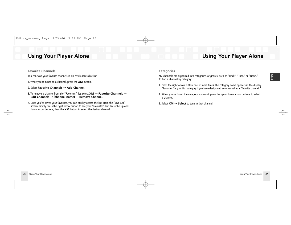 Using your player alone | Samsung AH81-02185A XM User Manual | Page 14 / 40