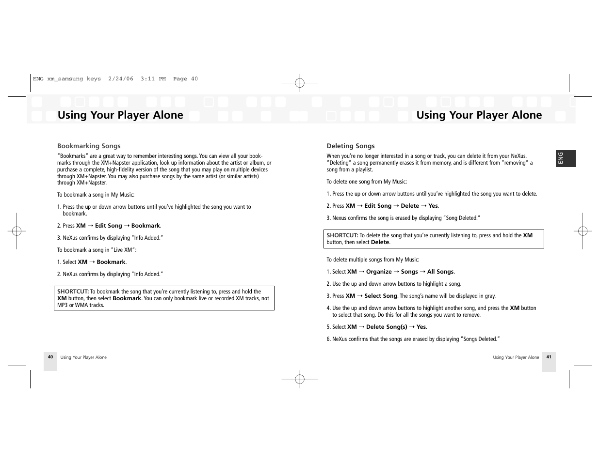 Using your player alone | Samsung AH81-02185A XM User Manual | Page 21 / 40