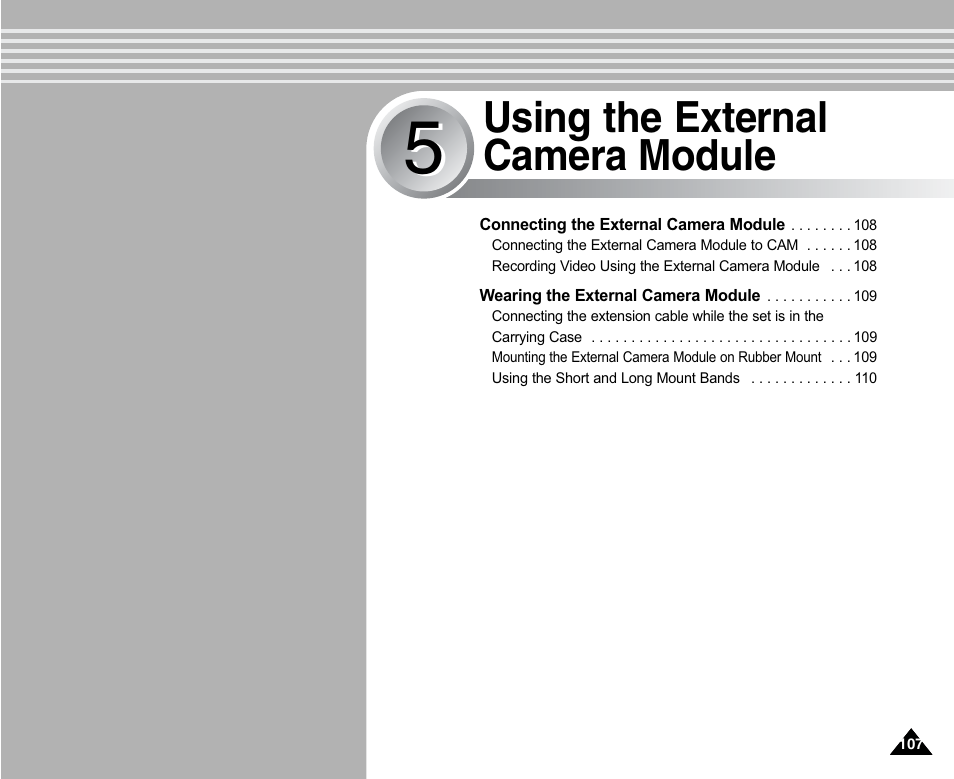 Using the external camera module | Samsung VP-X110L User Manual | Page 107 / 140