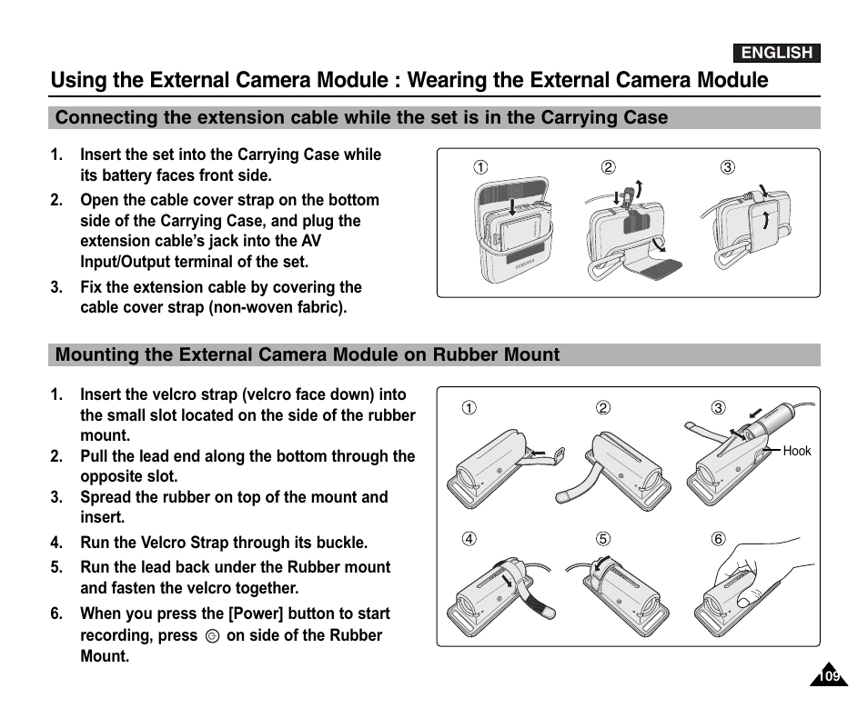 Wearing the external camera module | Samsung VP-X110L User Manual | Page 109 / 140