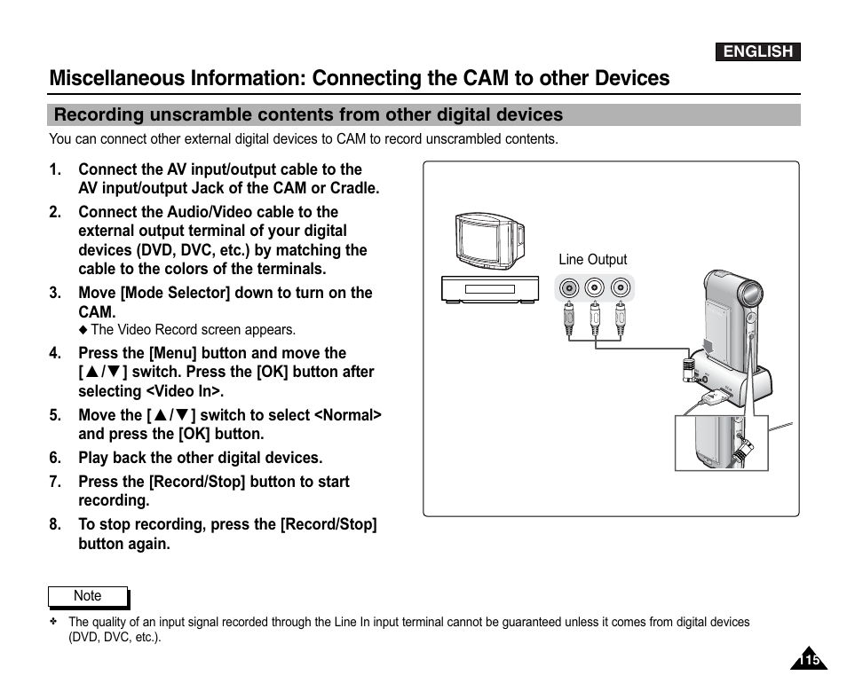 Samsung VP-X110L User Manual | Page 115 / 140