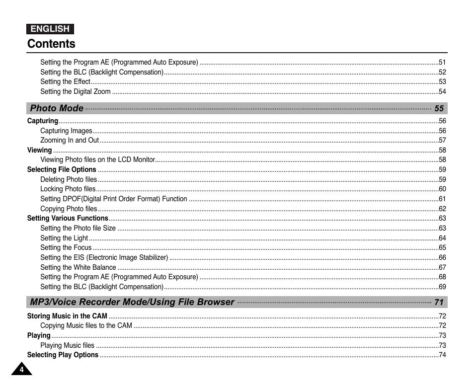 Samsung VP-X110L User Manual | Page 4 / 140