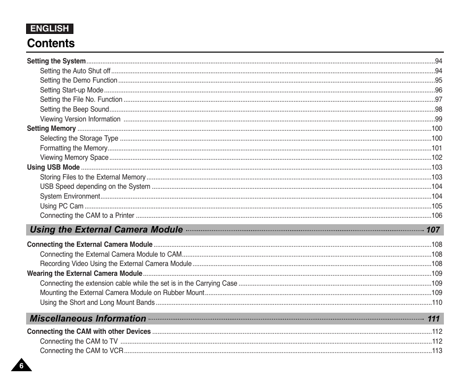 Samsung VP-X110L User Manual | Page 6 / 140