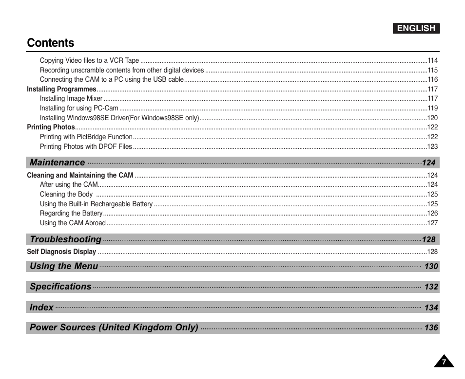 Samsung VP-X110L User Manual | Page 7 / 140