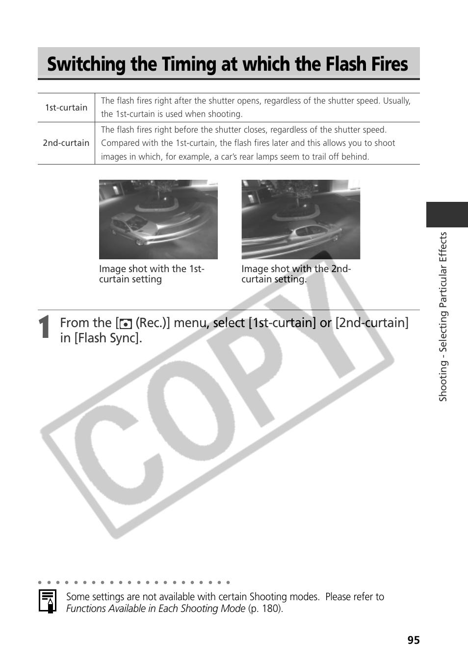 Switching the timing at which the flash fires, Shooting - selecting par ticular ef fects | Samsung CDI-E090-010 User Manual | Page 101 / 186