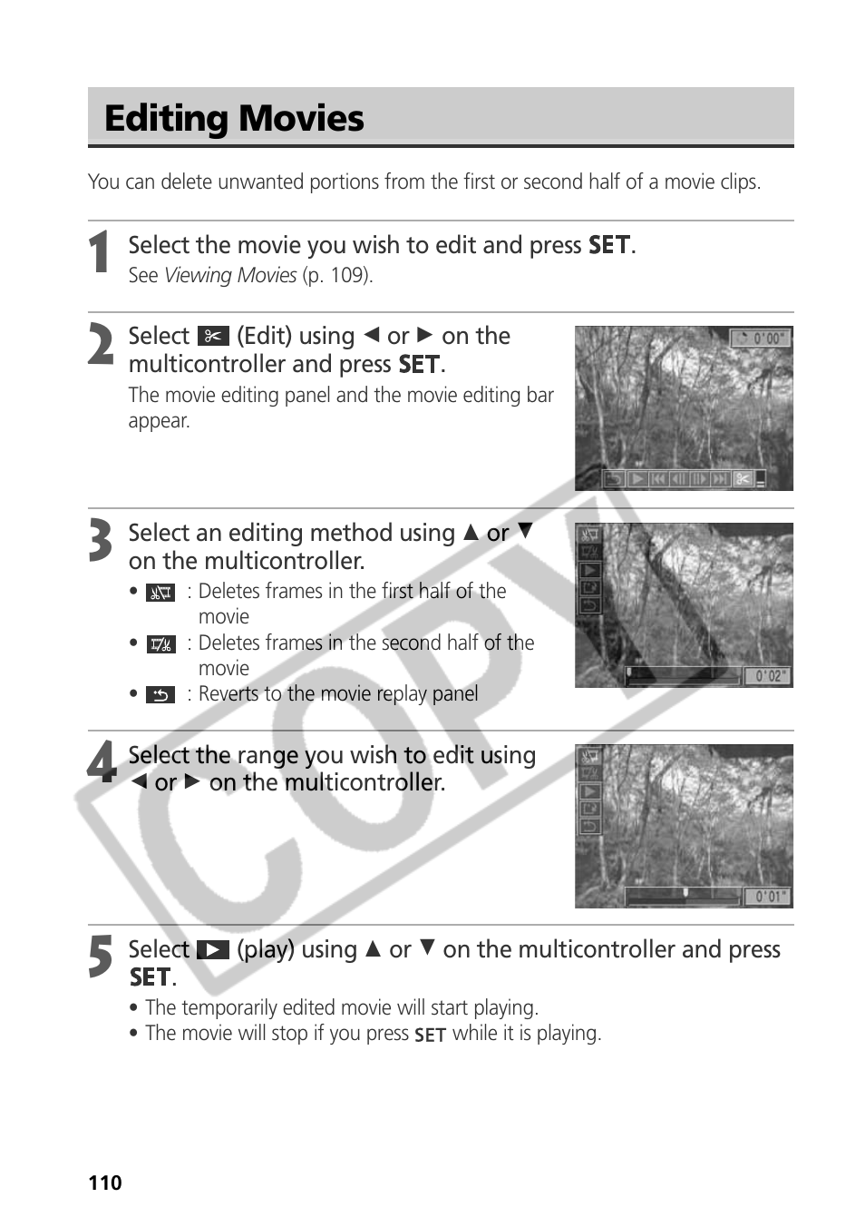 Editing movies | Samsung CDI-E090-010 User Manual | Page 116 / 186