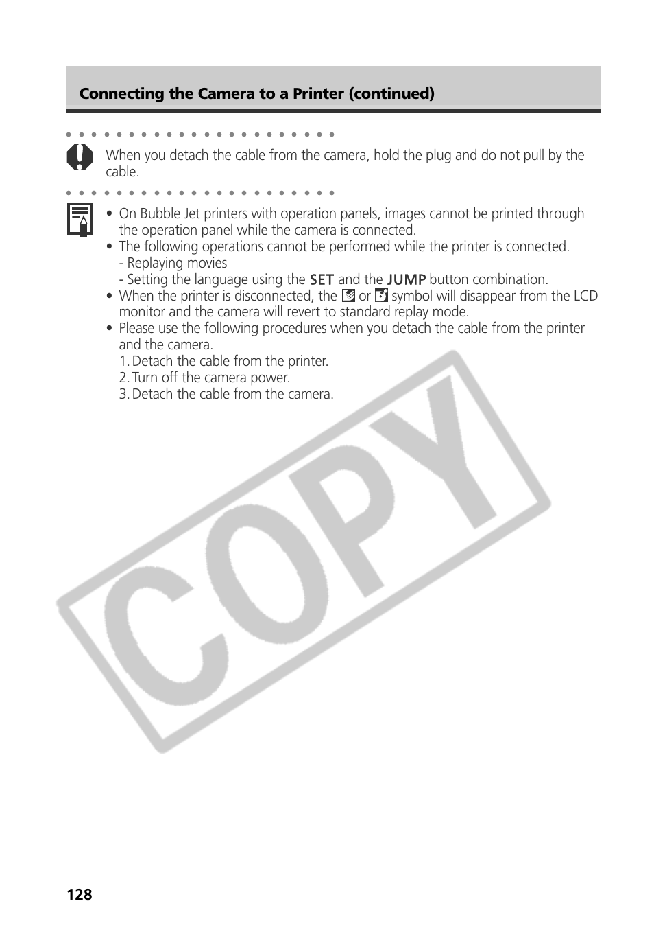 Connecting the camera to a printer (continued) | Samsung CDI-E090-010 User Manual | Page 134 / 186