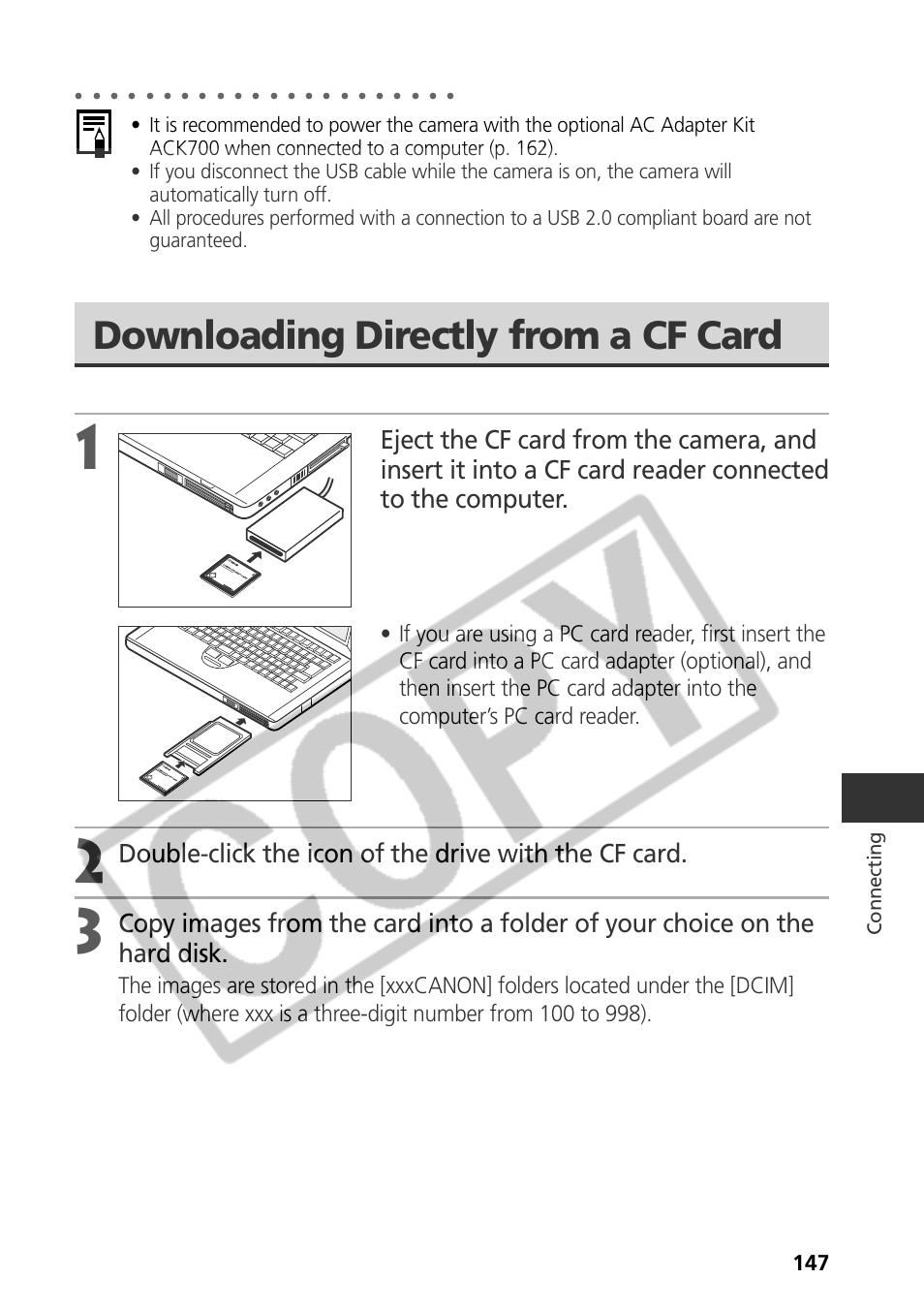 Downloading directly from a cf card | Samsung CDI-E090-010 User Manual | Page 153 / 186