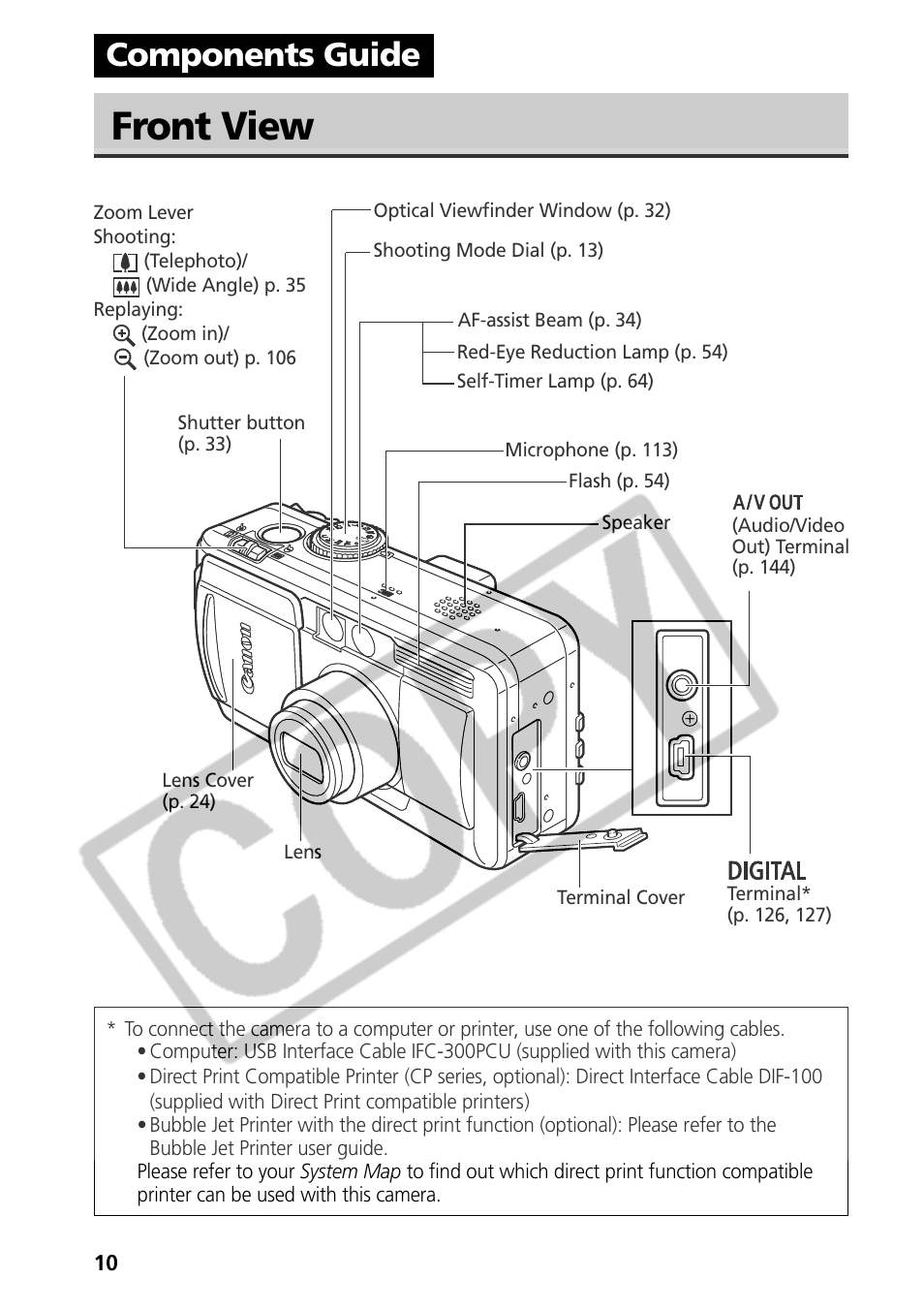 Front view, Components guide | Samsung CDI-E090-010 User Manual | Page 16 / 186