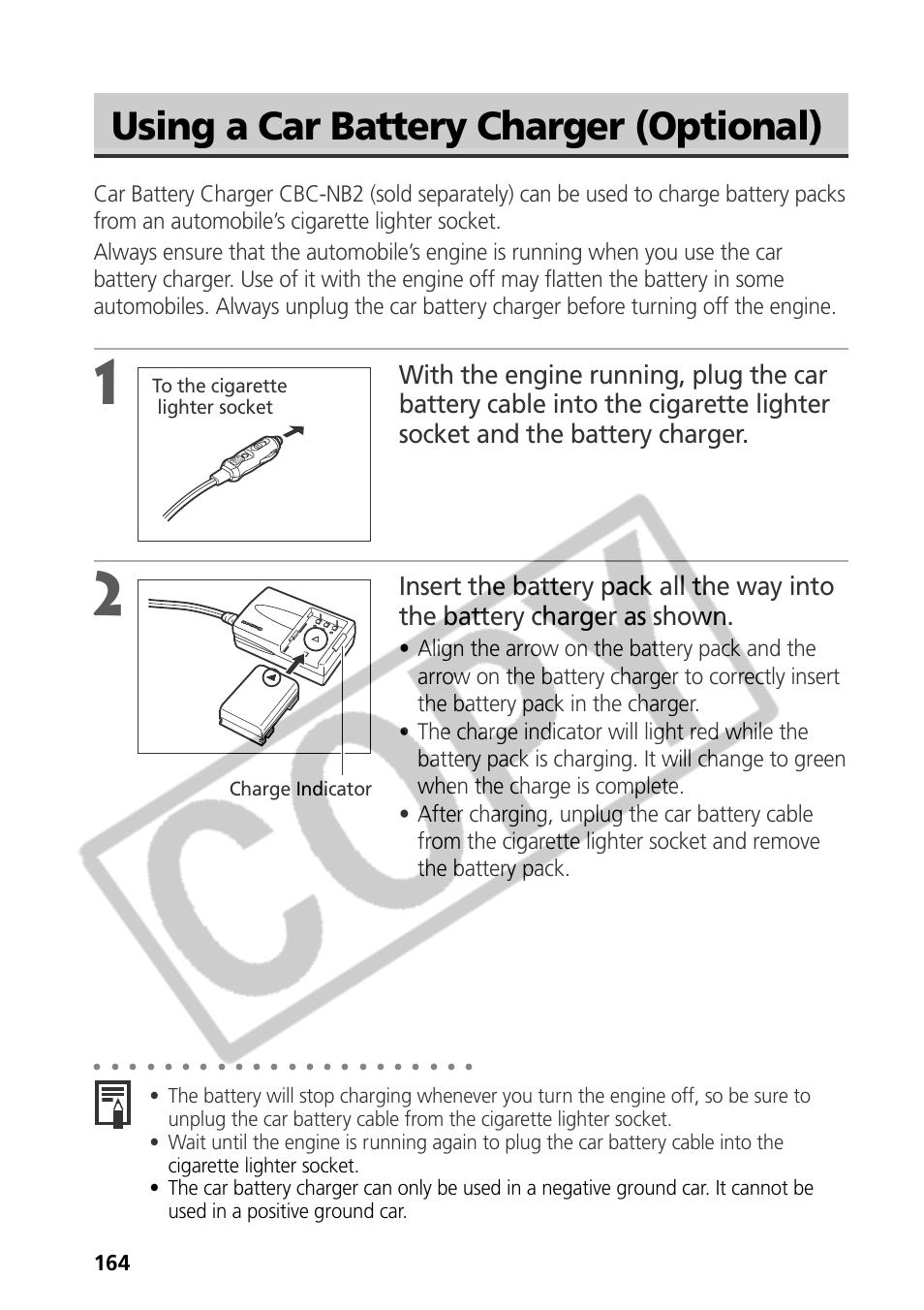 Using a car battery charger (optional) | Samsung CDI-E090-010 User Manual | Page 170 / 186