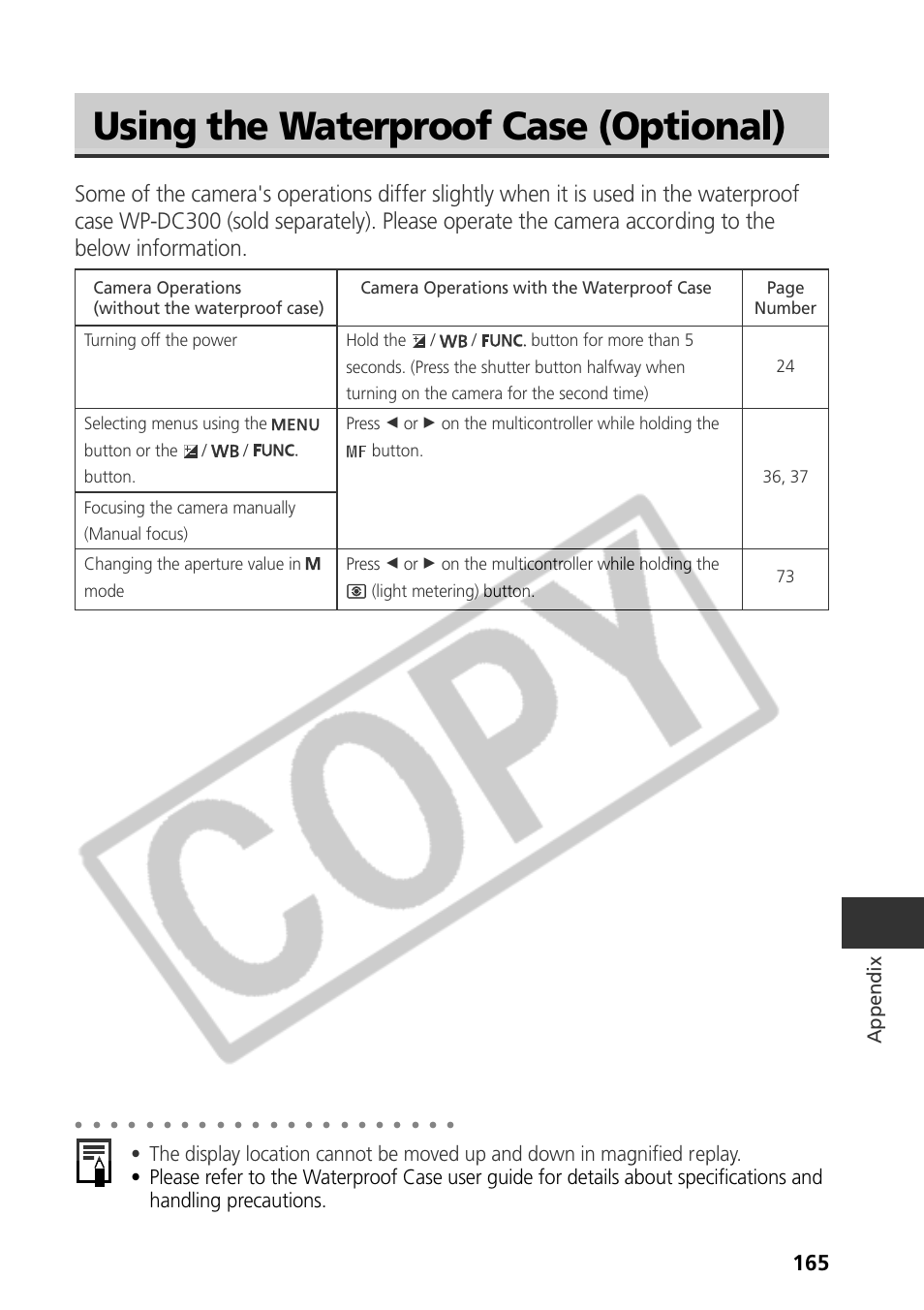 Using the waterproof case (optional), Appendix | Samsung CDI-E090-010 User Manual | Page 171 / 186