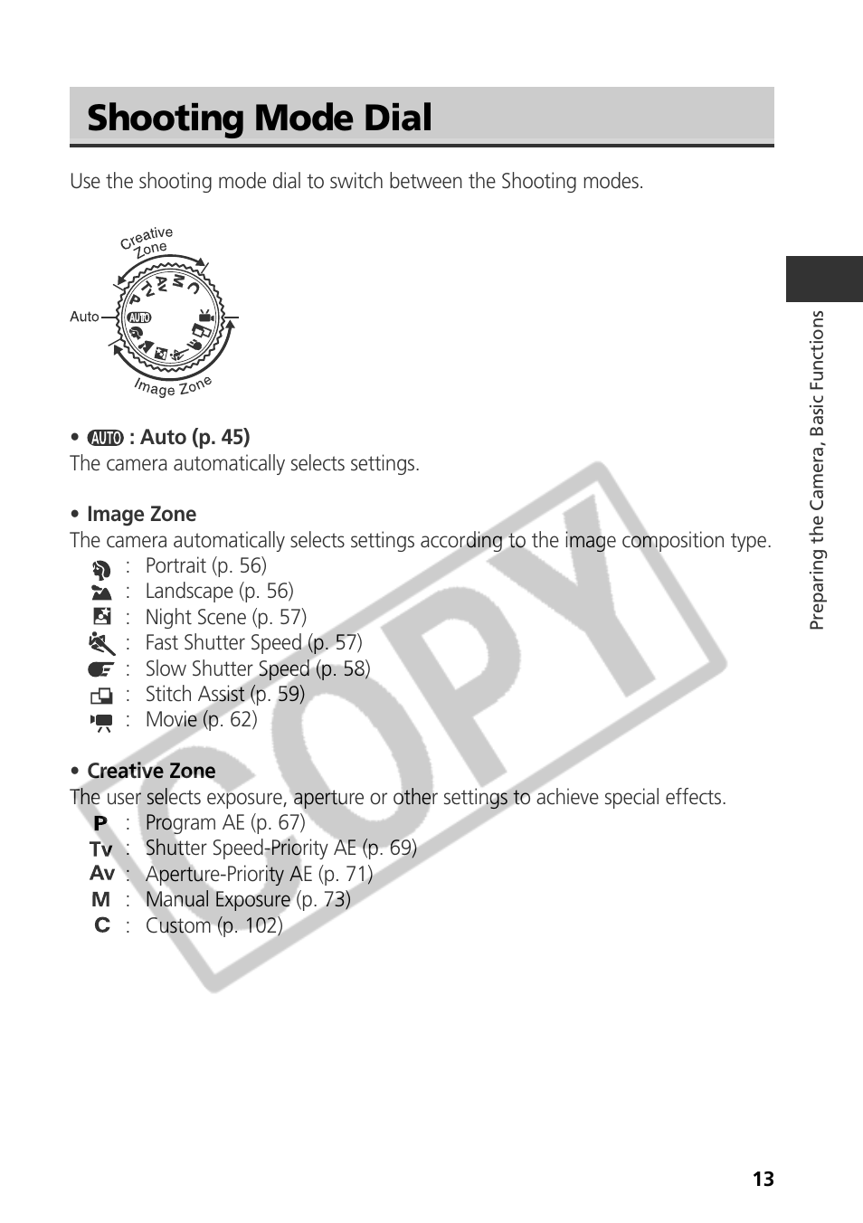 Shooting mode dial | Samsung CDI-E090-010 User Manual | Page 19 / 186