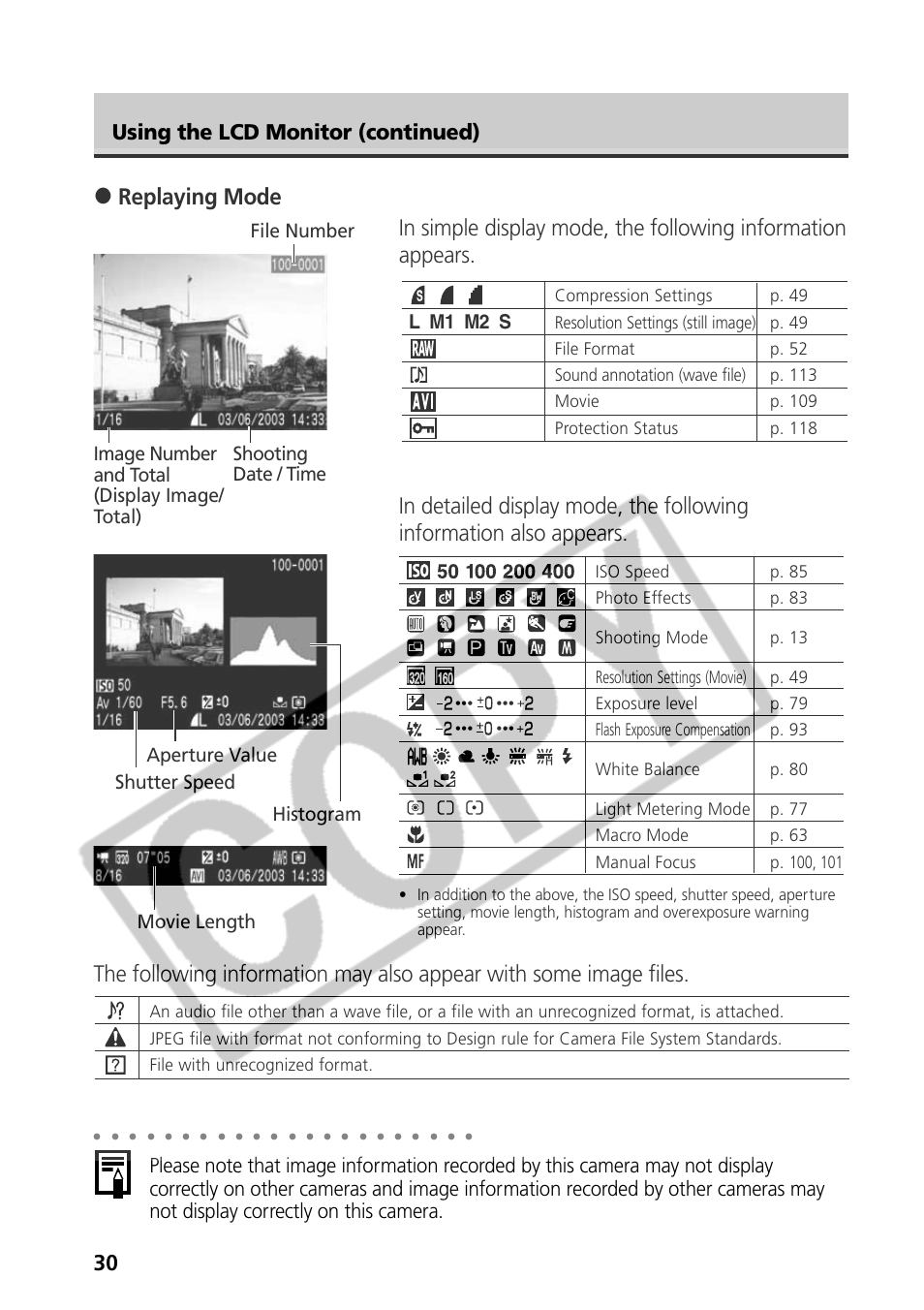 Using the lcd monitor (continued), Movie length | Samsung CDI-E090-010 User Manual | Page 36 / 186