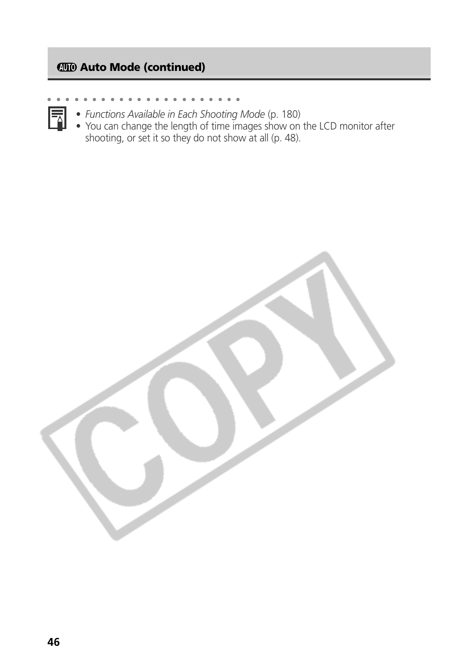 Auto mode (continued) | Samsung CDI-E090-010 User Manual | Page 52 / 186