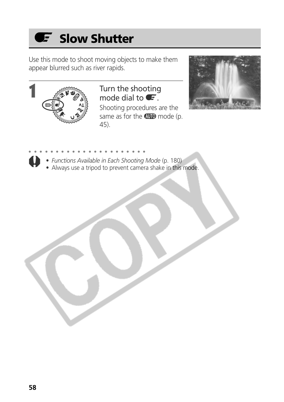 Slow shutter, Turn the shooting mode dial to | Samsung CDI-E090-010 User Manual | Page 64 / 186