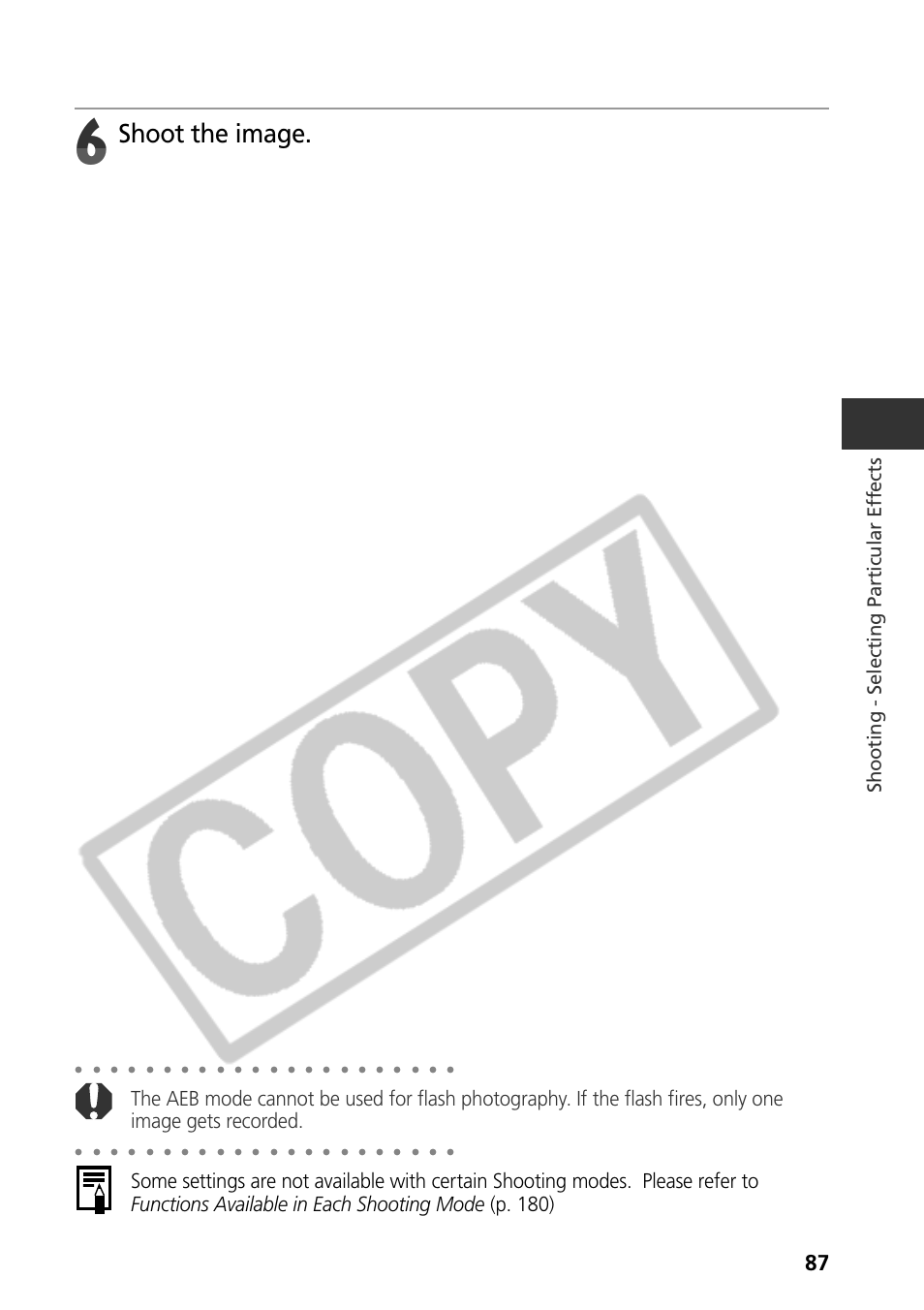 Shoot the image, Shooting - selecting par ticular ef fects | Samsung CDI-E090-010 User Manual | Page 93 / 186