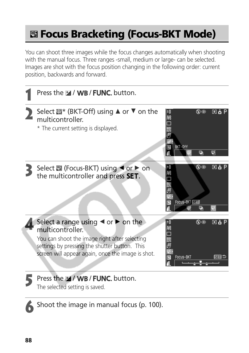 Focus bracketing (focus-bkt mode) | Samsung CDI-E090-010 User Manual | Page 94 / 186