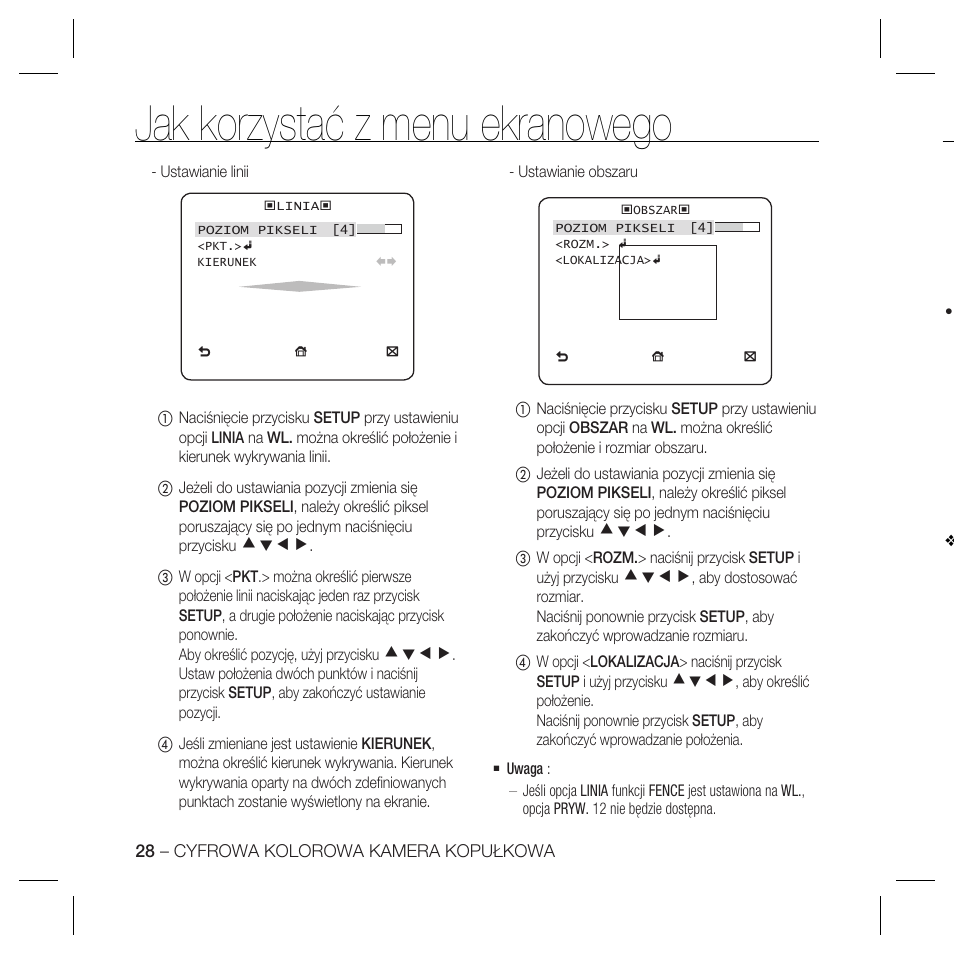 Jak korzystać z menu ekranowego | Samsung SCC-B5367 User Manual | Page 100 / 179