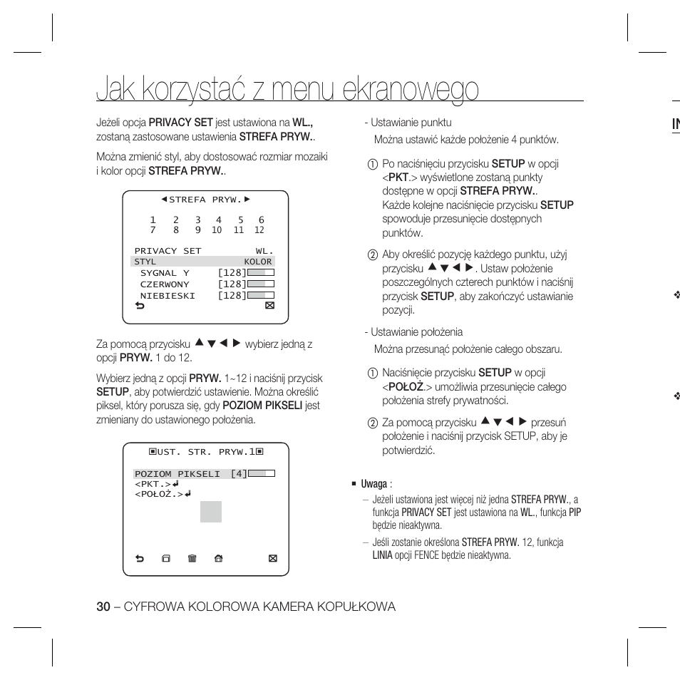 Jak korzystać z menu ekranowego, Cdef | Samsung SCC-B5367 User Manual | Page 102 / 179