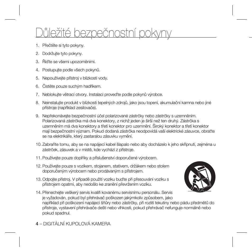 Důležité bezpečnostní pokyny | Samsung SCC-B5367 User Manual | Page 113 / 179