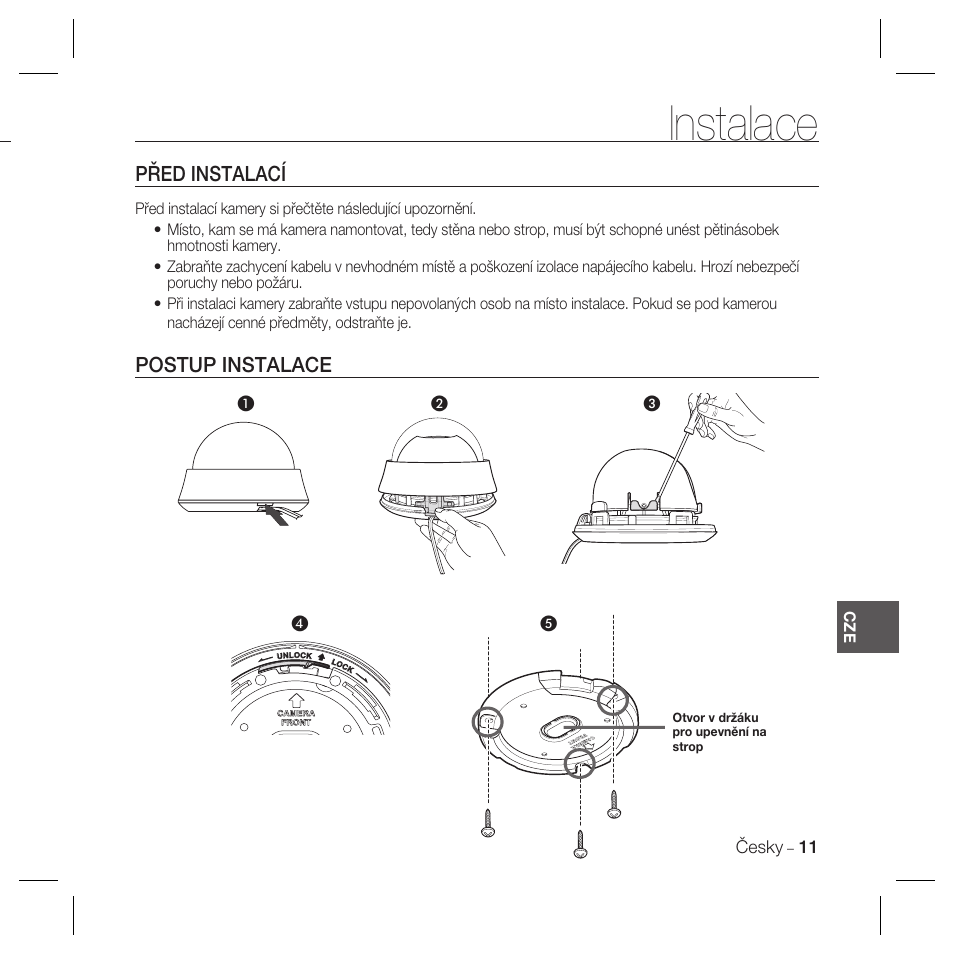 Instalace | Samsung SCC-B5367 User Manual | Page 120 / 179