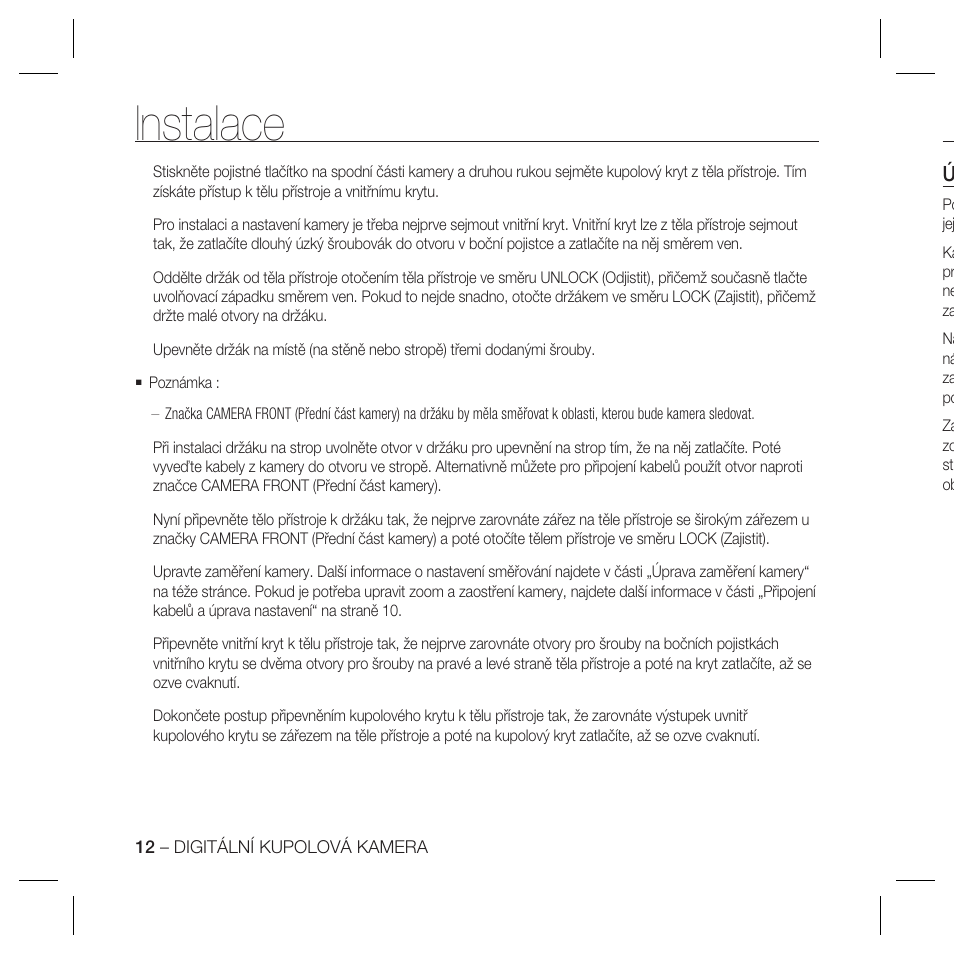 Instalace | Samsung SCC-B5367 User Manual | Page 121 / 179