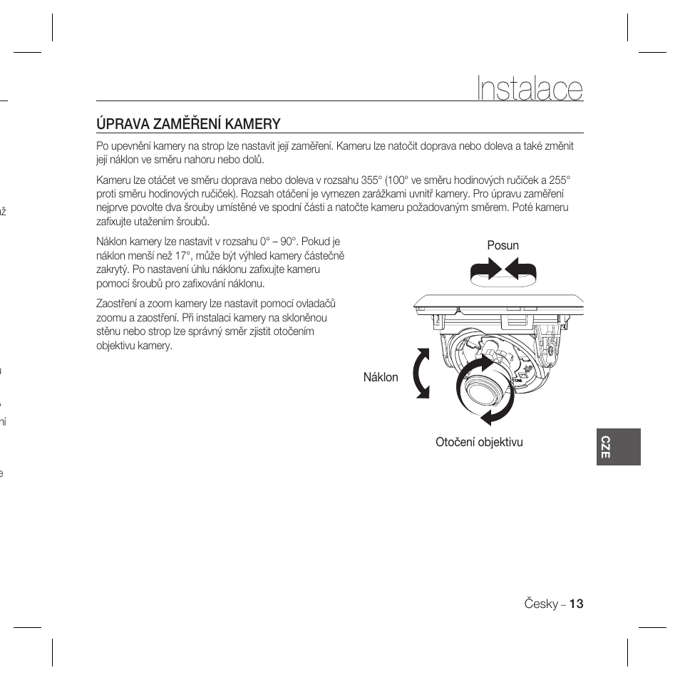 Instalace | Samsung SCC-B5367 User Manual | Page 122 / 179