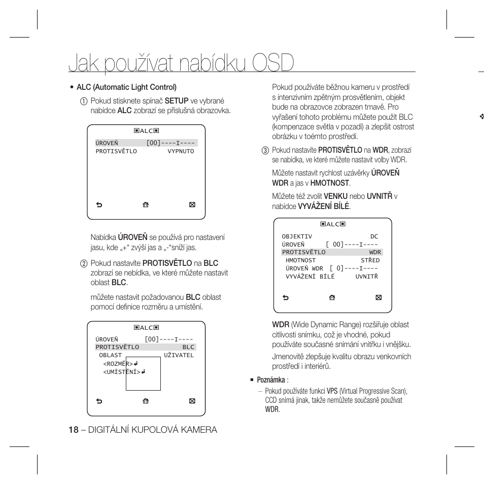 Jak používat nabídku osd | Samsung SCC-B5367 User Manual | Page 127 / 179