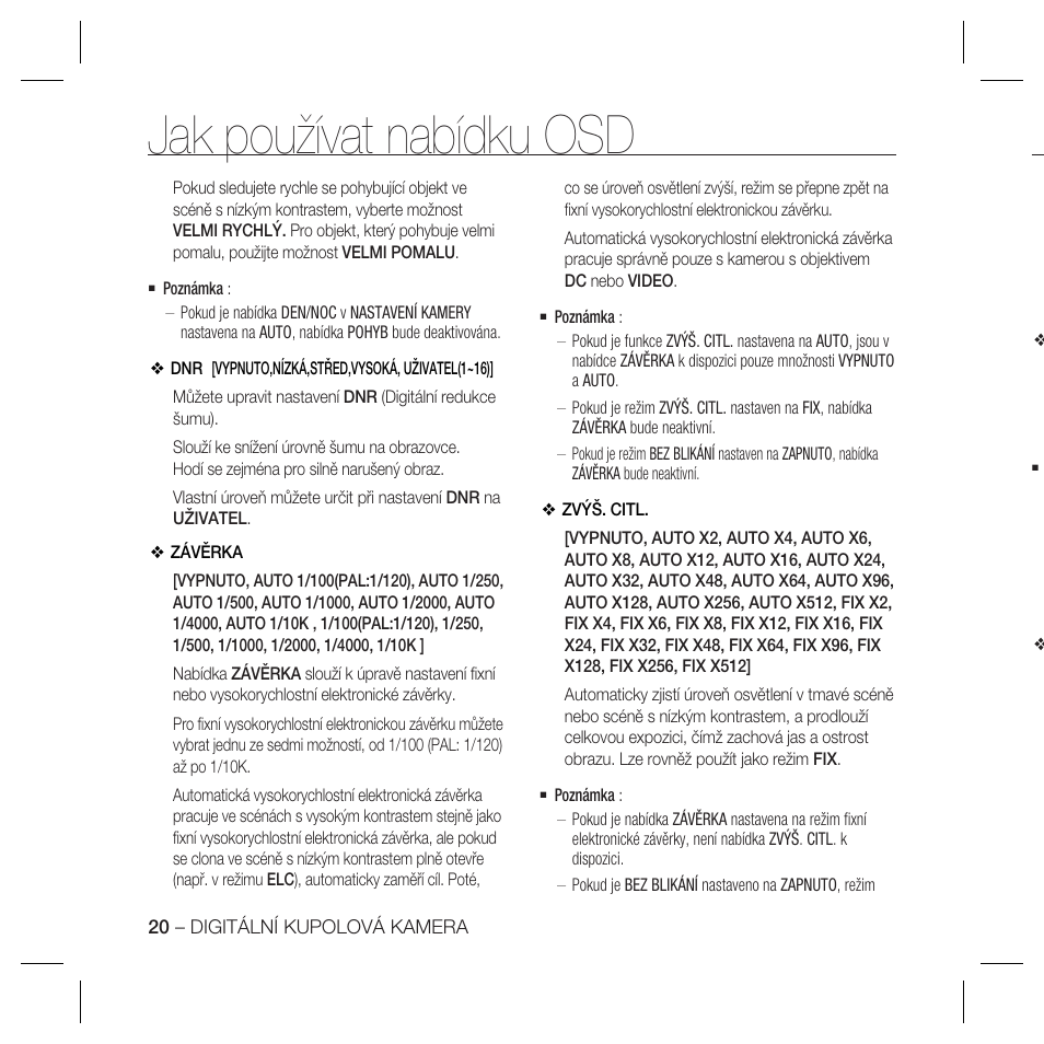 Jak používat nabídku osd | Samsung SCC-B5367 User Manual | Page 129 / 179