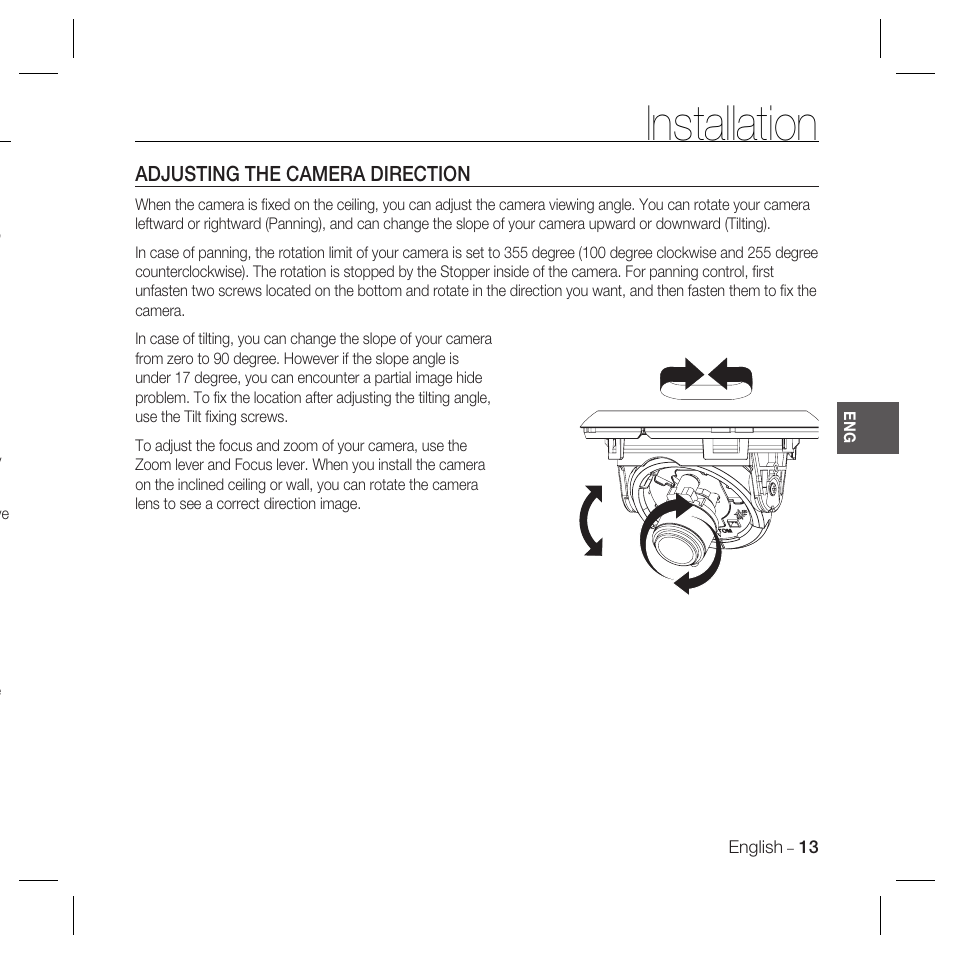 Installation | Samsung SCC-B5367 User Manual | Page 13 / 179