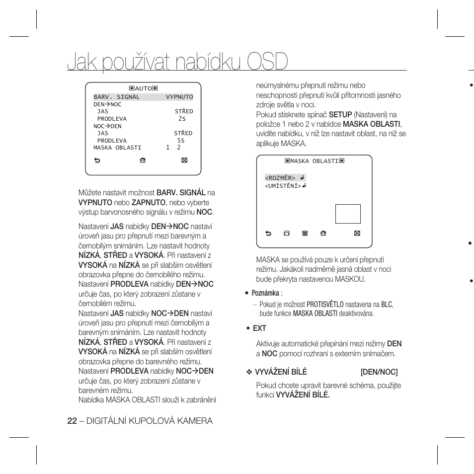 Jak používat nabídku osd | Samsung SCC-B5367 User Manual | Page 131 / 179