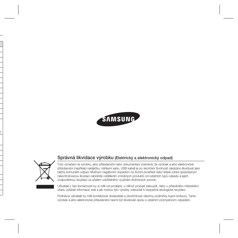 Správná likvidace výrobku | Samsung SCC-B5367 User Manual | Page 144 / 179
