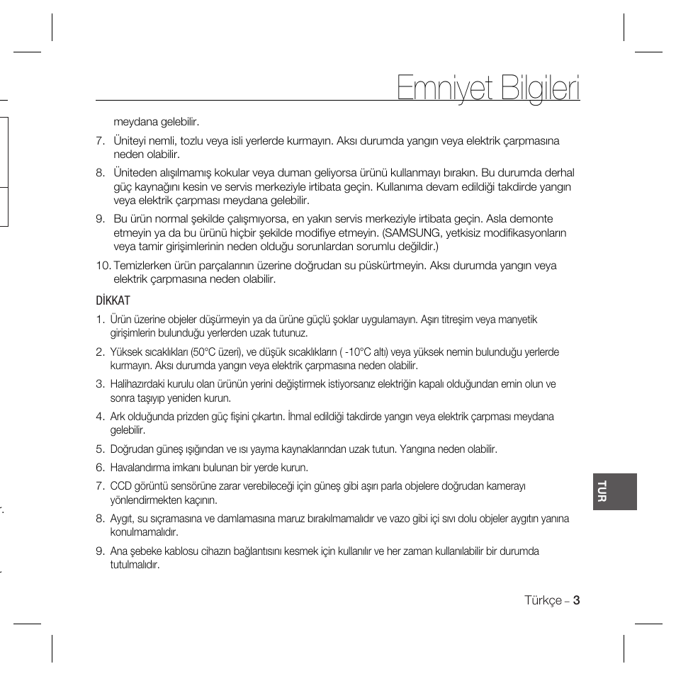 Emniyet bilgileri | Samsung SCC-B5367 User Manual | Page 147 / 179