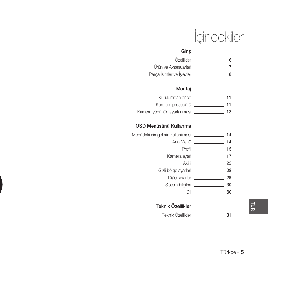 Içindekiler | Samsung SCC-B5367 User Manual | Page 149 / 179