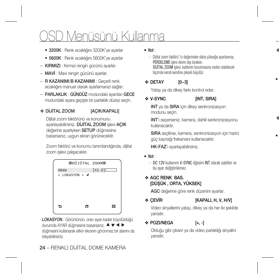 Osd menüsünü kullanma | Samsung SCC-B5367 User Manual | Page 168 / 179