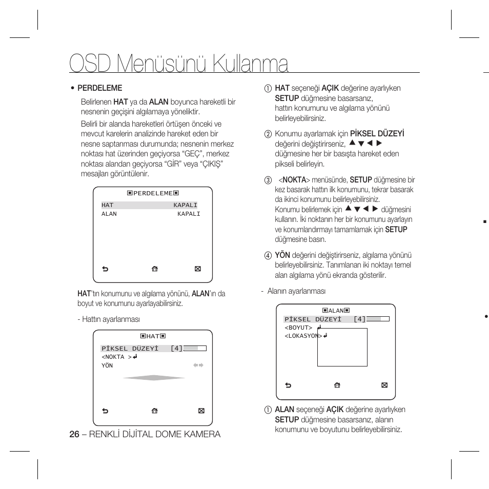 Osd menüsünü kullanma | Samsung SCC-B5367 User Manual | Page 170 / 179