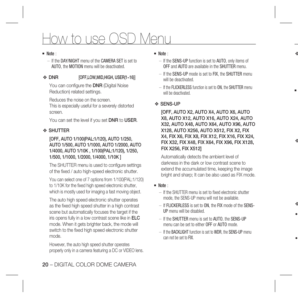 How to use osd menu | Samsung SCC-B5367 User Manual | Page 20 / 179