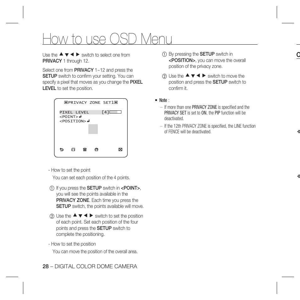 How to use osd menu | Samsung SCC-B5367 User Manual | Page 28 / 179
