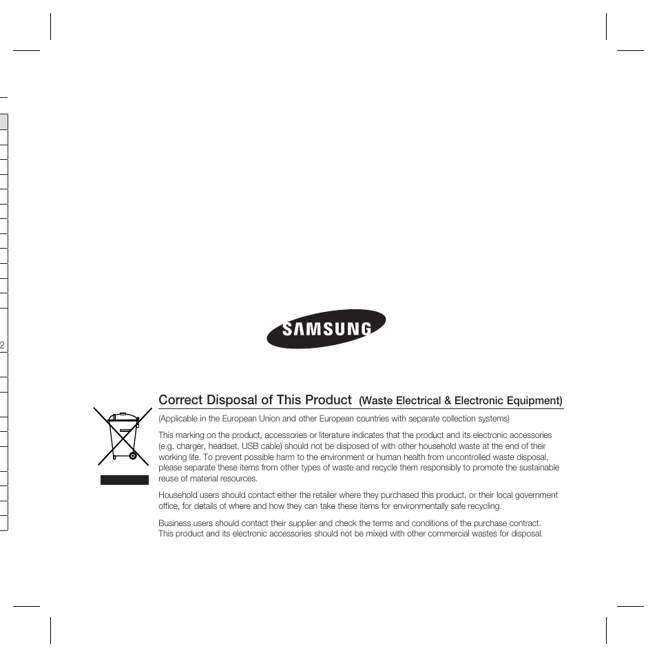 Correct disposal of this product | Samsung SCC-B5367 User Manual | Page 35 / 179