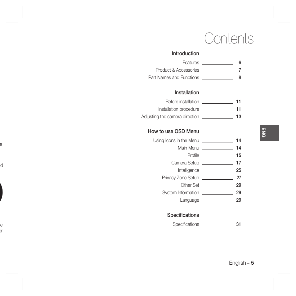 Samsung SCC-B5367 User Manual | Page 5 / 179