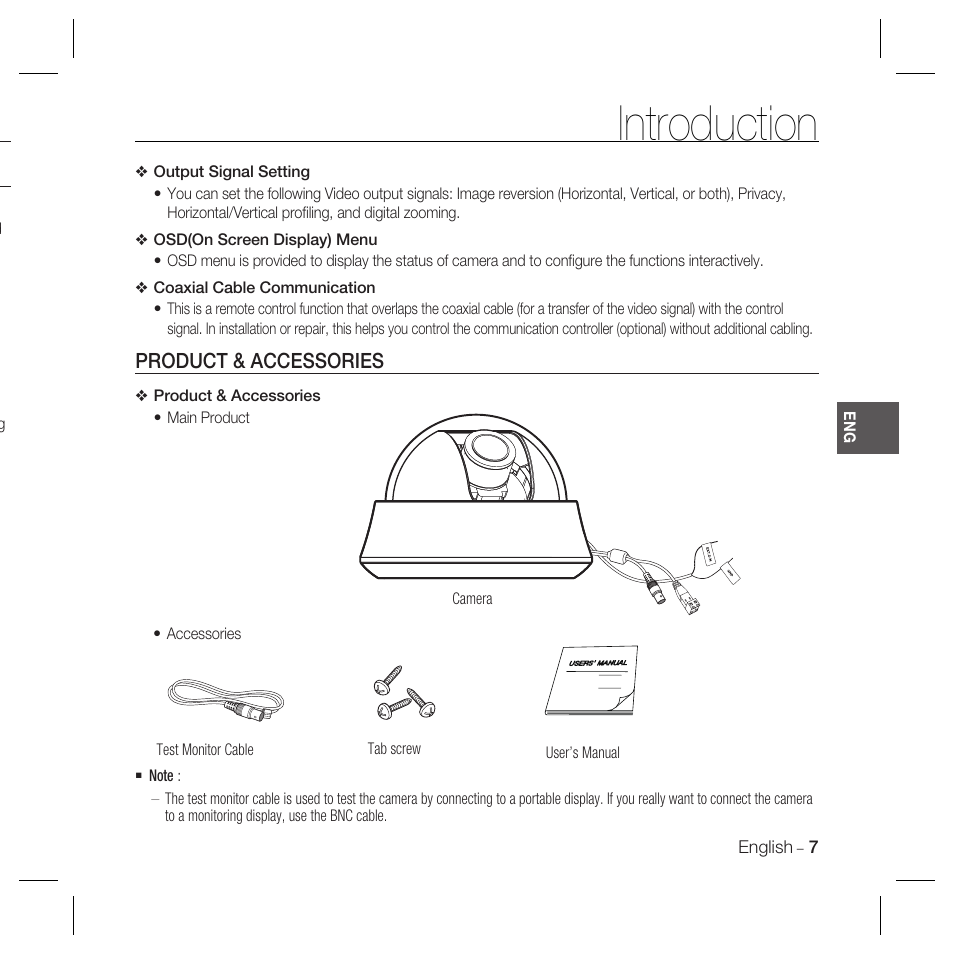 Introduction, Product & accessories | Samsung SCC-B5367 User Manual | Page 7 / 179
