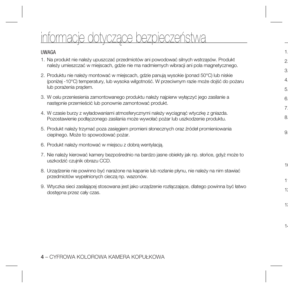 Informacje dotyczące bezpieczeństwa | Samsung SCC-B5367 User Manual | Page 76 / 179