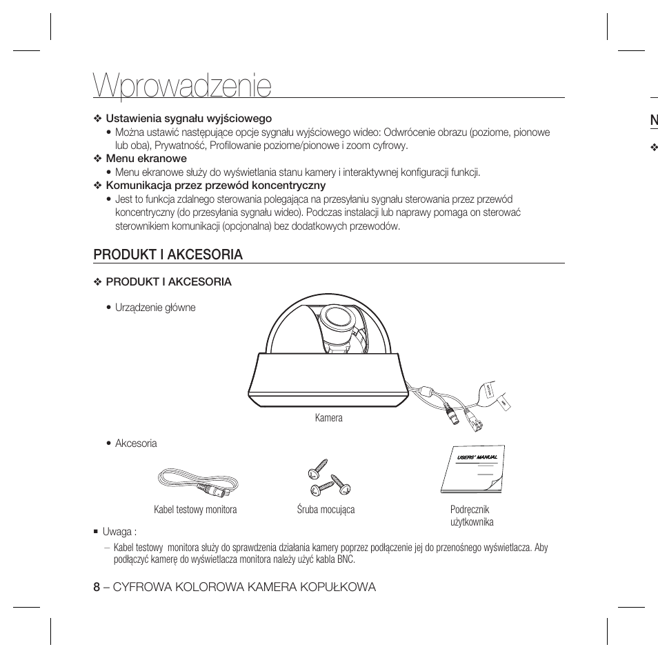 Wprowadzenie, Produkt i akcesoria | Samsung SCC-B5367 User Manual | Page 80 / 179
