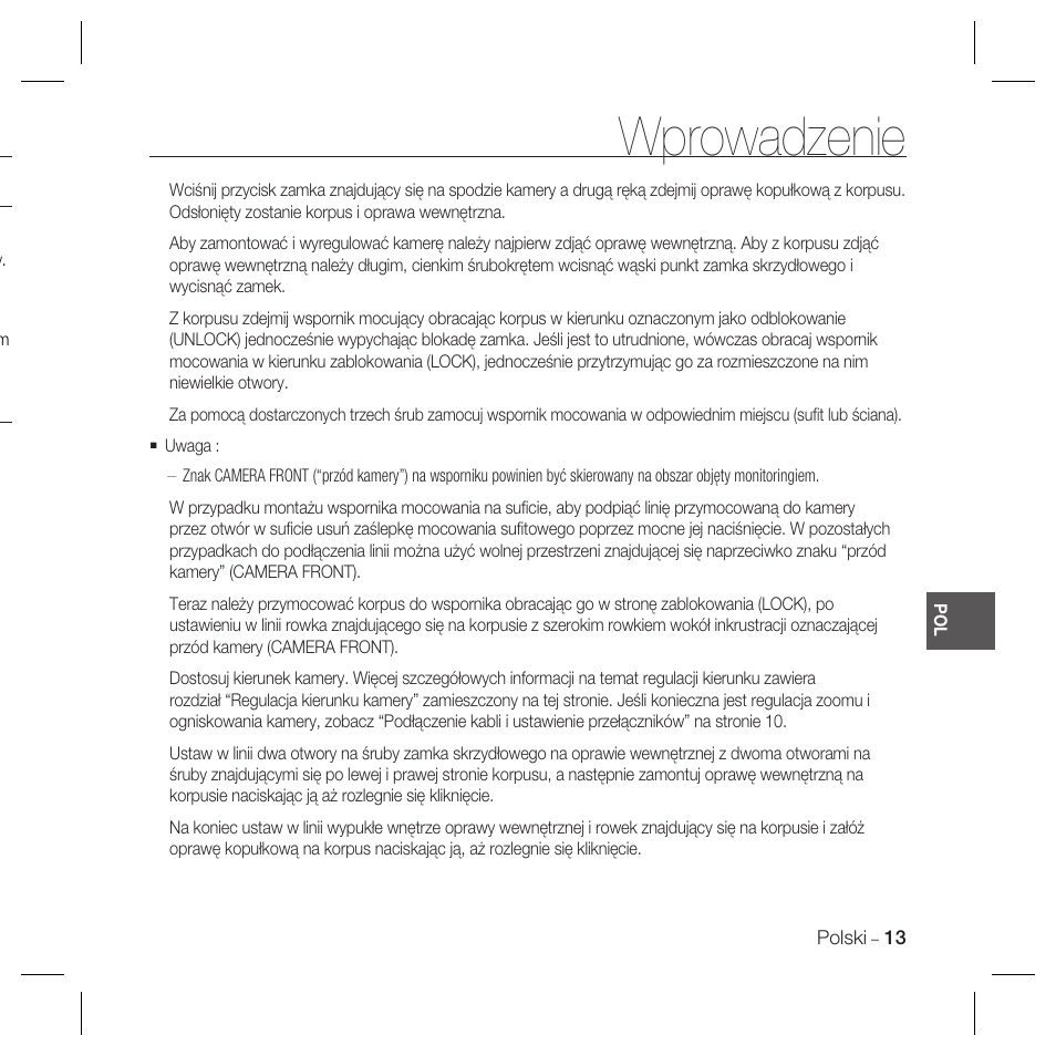 Wprowadzenie | Samsung SCC-B5367 User Manual | Page 85 / 179