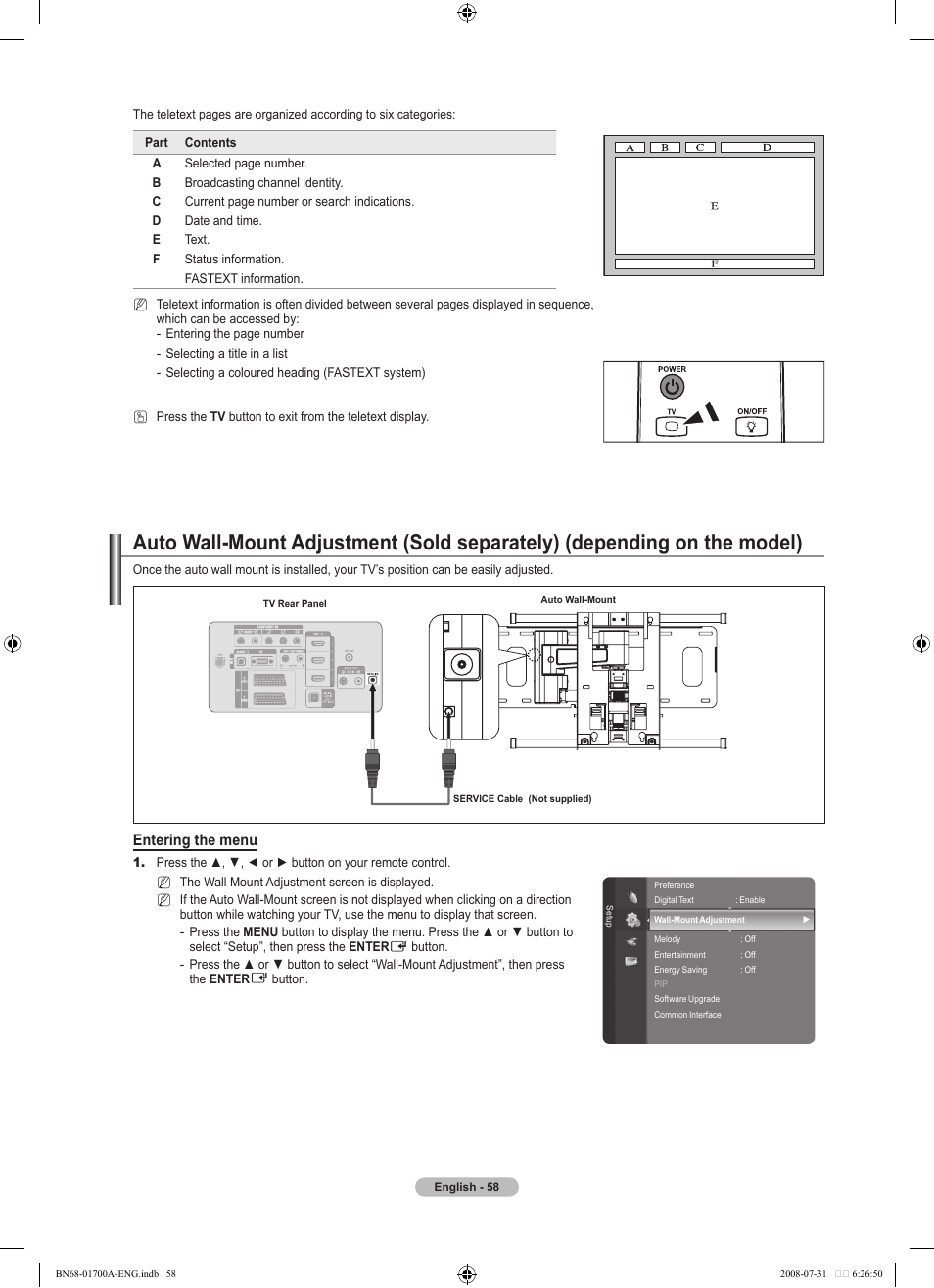 Entering the menu | Samsung BN68-01700A-00 User Manual | Page 60 / 68