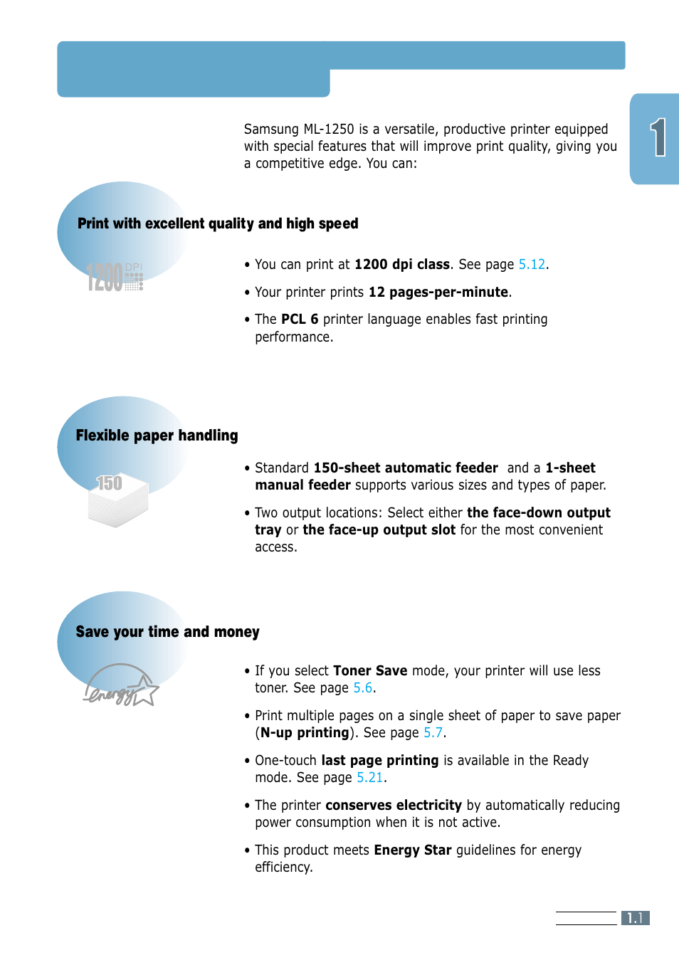 Special features | Samsung ML-1250 User Manual | Page 10 / 136