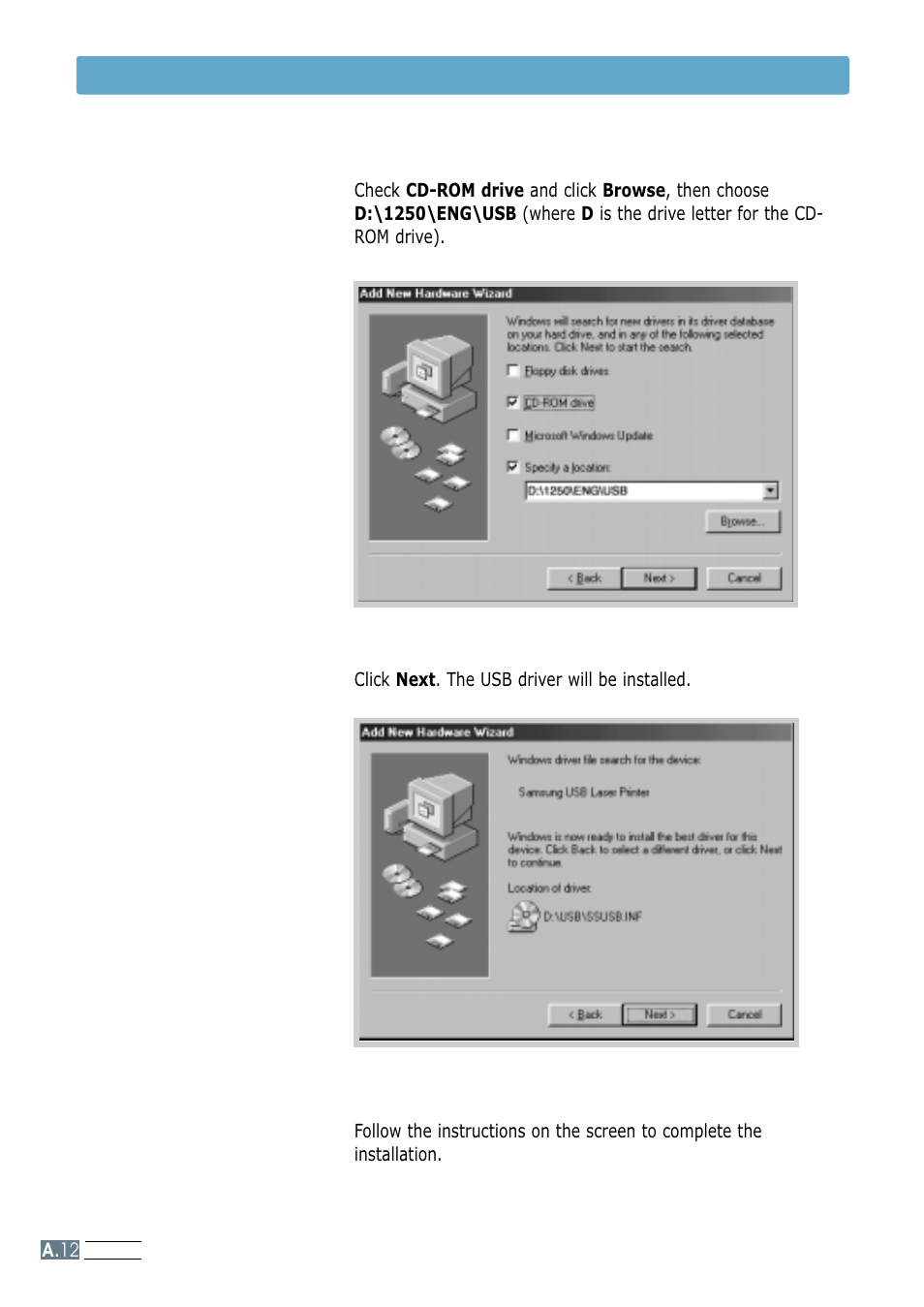 Using your printer with a usb cable 7 | Samsung ML-1250 User Manual | Page 111 / 136